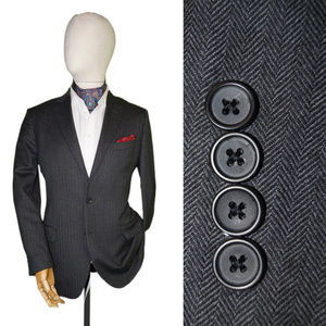 BROOKS BROTHERS 346 41R GRAY HERRINGBONE BLAZER